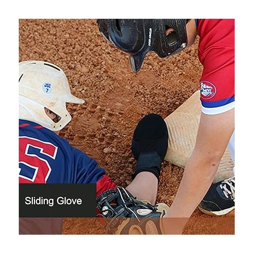 제네릭 Baseball Sliding Mitt, Baseball Softball Sliding Glove, Youth Catchers Gloves, Universal Training Gloves with Elastic Compression Strap, Breathable Sliding Glove for Palm Protection