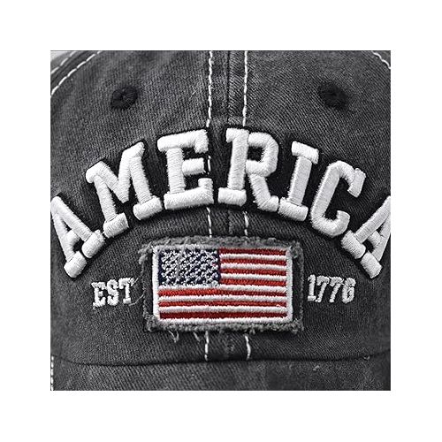 제네릭 Unisex Fourth of July Baseball Hats Adjustable Unstructured Cotton Twill Golf Caps USA American Football Printed Sport Hats