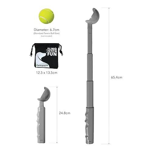 제네릭 Kompact9 - Retractable, Pocket Sized Dog Ball Thrower, Made from Recycled Plastic, UK Designed and Manufactured, Fits a Standard Tennis Ball (Black)