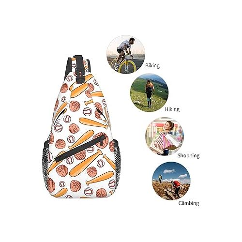 제네릭 Cartoon Baseball Glove Sling Bag for Men Women Lightweight Shoulder Chest Bags Multipurpose Sling Backpack Adjustable Casual Crossbody Backpack for Outdoor Travel Cycling Gym Hiking Daypack