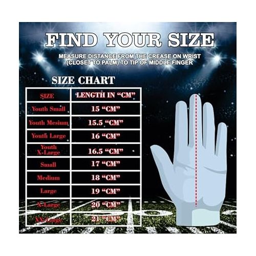 제네릭 Exotic Sports Youth Football Gloves American Wide Receiver Football Gloves for Adult Men Women and Boy with Super Sticky Silicone Grip Palms Performance Booster Football Glove