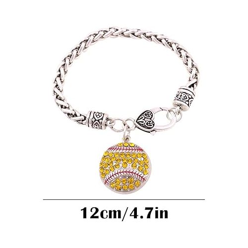 제네릭 Link Beaded Bracelets for Women Girls 1PCS Jewelry Sport Sliver Wheat Link Chain Baseball Necklaces Chain With Baseball Glove Necklaces Cuff Bangle Dainty Bracelet- Men