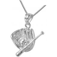 New Sterling Silver BASEBALL GLOVE MITT, BAT & BALL Pendant/Charm, Elegant Cute Unique Stunning Style Pretty jewerly perfect for any occasion SURR-R00665