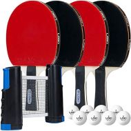 Loki High Performance Portable Ping Pong Set. Premium Tennis Table Set with Retractable net, 6 Balls and 4 Profesional Rackets. Storage case. Up to 4 Players. Indoor and Outdoor.