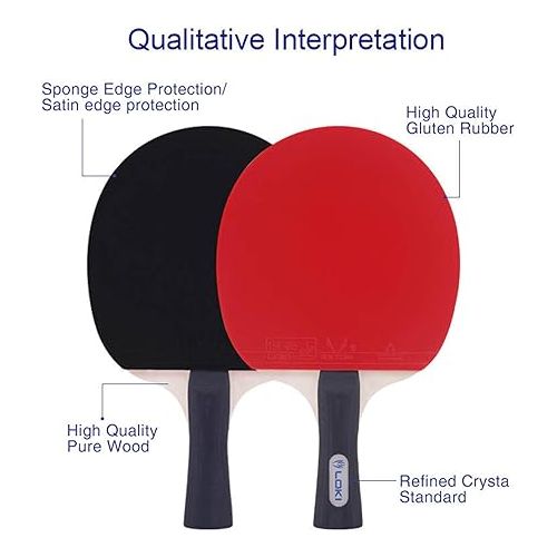 제네릭 Loki High Performance Portable Ping Pong Set. Premium Tennis Table Set with Retractable net, 6 Balls and 4 Profesional Rackets. Storage case. Up to 4 Players. Indoor and Outdoor.