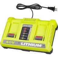 OP401 40V Lithium Battery Charger,Zinkiwayr 40V Dual Ports Fast Charger Compatible with Ryobi 40V Lithium-ion OP4015 OP4026 OP4030 OP4040 OP4050 OP4060 OP40261 OP40301 OP40401 OP40501 OP40601