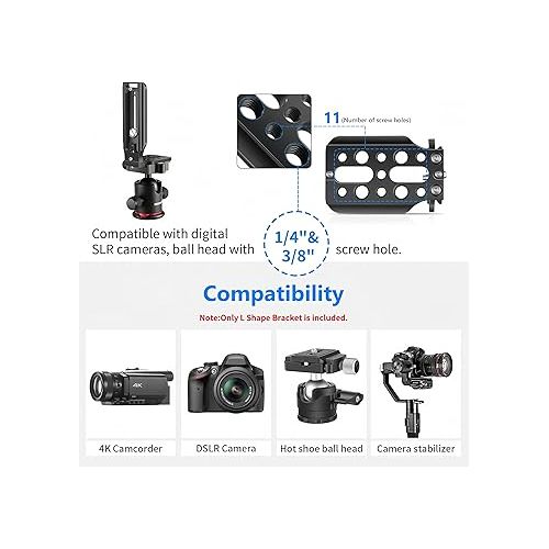 제네릭 DSLR Camera L Bracket Support Camera Mount Quick Release Plate Vertical Horizontal Switching Compatible with Canon S Ony Nikon DJI Osmo Ronin Zhiyun Stabilizer Tripod Monopod (Red)