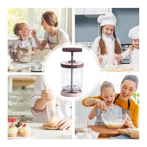 제네릭 Manual Whipped Cream Maker, Handheld DIY Whipped Cream Dispenser, Stainless Steel Dispenser Baking Tools, Perfect Cream Whipper Maker for Shop Kitchen Salad Dressings