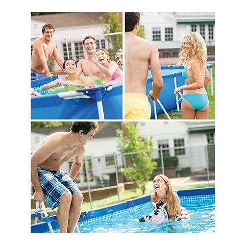 제네릭 118x79x21in Rectangular Swimming Pool with Metal Frame, Portable Above Ground Easy Set Swimming Pool Family