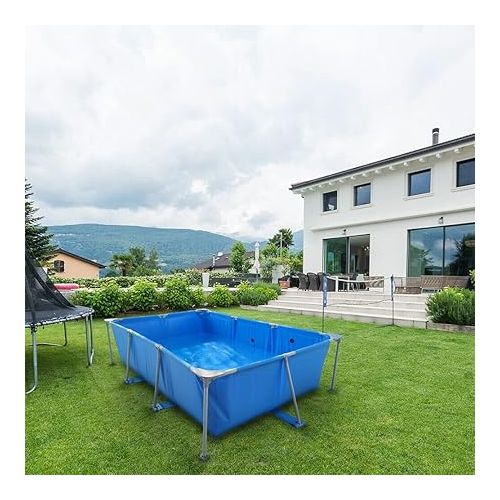 제네릭 118x79x21in Rectangular Swimming Pool with Metal Frame, Portable Above Ground Easy Set Swimming Pool Family