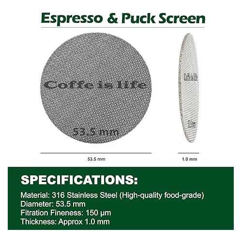 제네릭 54mm, Espresso Dosing Funnel & 53.3mm, Espresso Puck Screen Set. Espresso Accessories, funnel, with Magnetic and 1.00 μmt thickness fits any, 54mm Portafilter, Espresso machine accessories