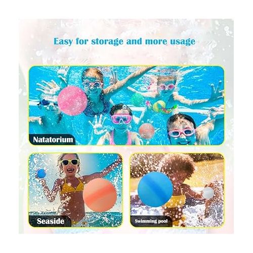 제네릭 SM Quick-Fill Water Balloons, 12 pcs Self-Sealing Splash Balls - Silicone, Reusable, for Kids Ages 3-12, Summer Pool & Outdoor Fun