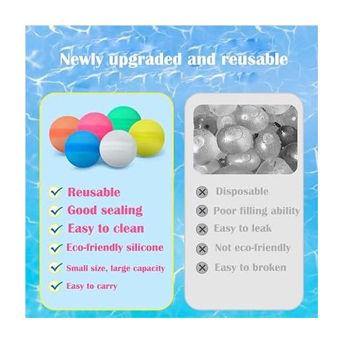 제네릭 SM Quick-Fill Water Balloons, 12 pcs Self-Sealing Splash Balls - Silicone, Reusable, for Kids Ages 3-12, Summer Pool & Outdoor Fun