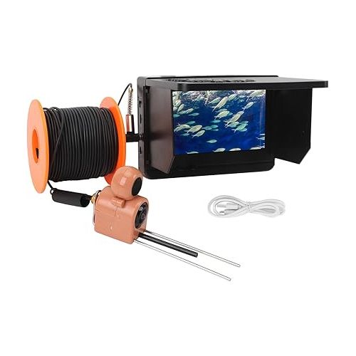 제네릭 Generic Ice Fishing Camera, Spearfishing Camera with 4.5 Inch Screen, 8000mah Battery for Lake for Kayak, Genericq8935bkgge