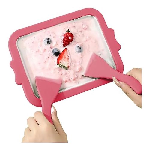 제네릭 DIY Ice Cream Roll Maker, Mini Freezable Roll Plate Funny Homemade Rolled Cream Yogurt for Kids Make Easy Ice Cream Rolls