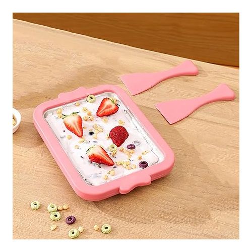 제네릭 DIY Ice Cream Roll Maker, Mini Freezable Roll Plate Funny Homemade Rolled Cream Yogurt for Kids Make Easy Ice Cream Rolls