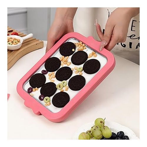 제네릭 DIY Ice Cream Roll Maker, Mini Freezable Roll Plate Funny Homemade Rolled Cream Yogurt for Kids Make Easy Ice Cream Rolls