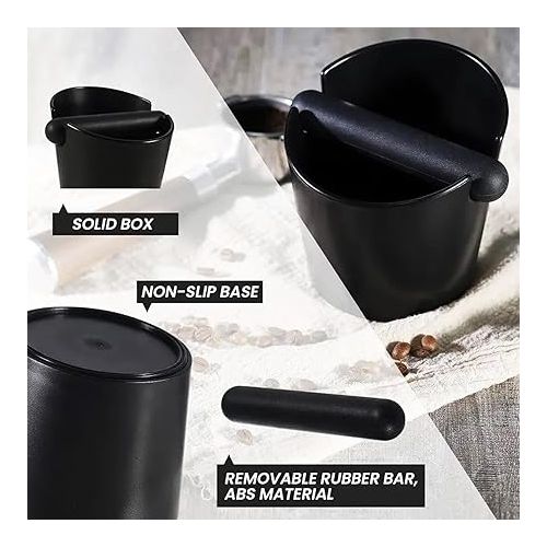 제네릭 ABM&Y Espresso Knock Box, Coffee Knock Box for Espresso Coffee Grounds with Removable Knock Bar, Espresso & Coffee Accessories for Home, Office and Cafe (Rubber rod)