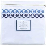 Williams Sonoma Home Chain Link Embroidered Navy Border Full/Queen Duvet Cover