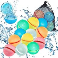 Reusable Water Balloons for Kids Adults, 12 PCS Magnetic Fast Refillable Soft Silicone Water Balls with Mesh Bag, Quick Fill Self-Sealing Water Bombs for Summer Outdoor Games, Pool Party