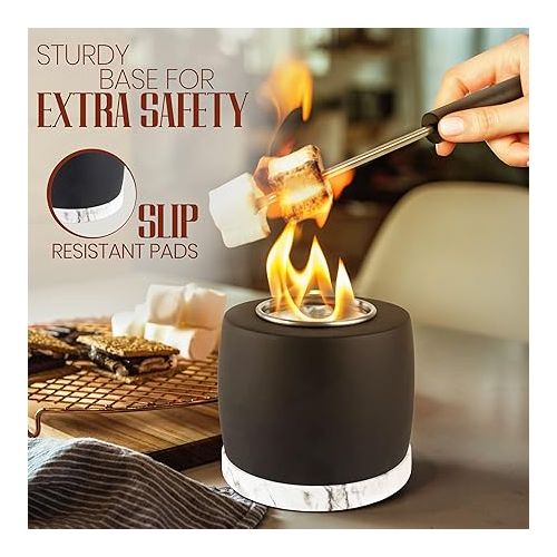 제네릭 Tabletop Fire Pit, Table Top Fire Bowl with 2 Roasting Sticks | Small Fire Pit, 91% Isopropyl Alcohol Mini Fire Pits for Balcony, Patio Decor -Portable Fire Pit for Camping and Hiking | Smores Kit