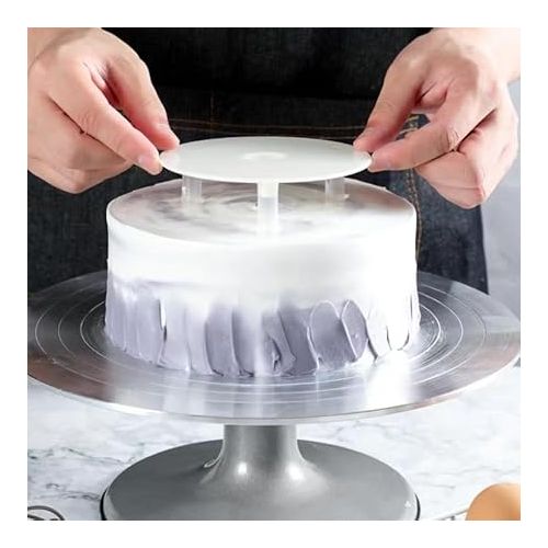 제네릭 YYLIFE Tiered Cake Stacking Support Stand with Plastic Dowels and Bases - Stable and Safe Cake Construction and Stacking Solution for High-Temperature Baking，Set of 9 Dowel Rods and 3 Circle