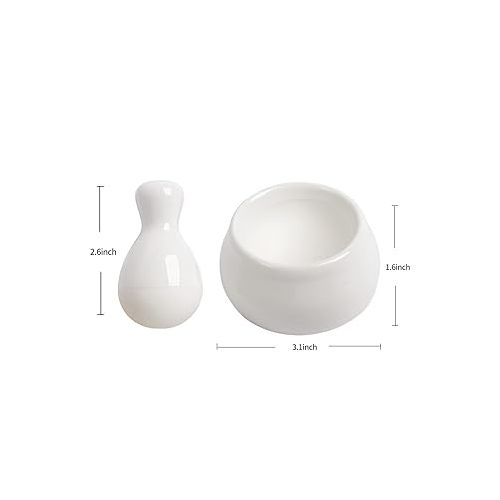 제네릭 Mini White Ceramic Mortar and Pestle Set, A Perfect Pill Crusher, Also Suitable for Crushing Spices, Herbs, etc