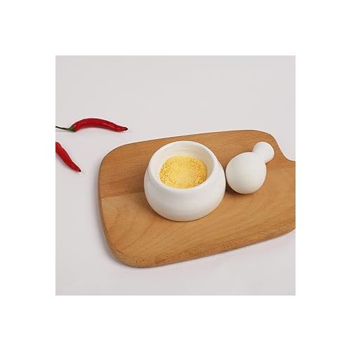 제네릭 Mini White Ceramic Mortar and Pestle Set, A Perfect Pill Crusher, Also Suitable for Crushing Spices, Herbs, etc