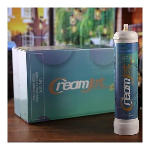 제네릭 Creamjet 640g Whipped Cream Chargers Cylinder Food Grade 0.95L N2O Tank 99.95% Pure Nitrous Oxide for Cream Maker, Original Flavor (1 Cylinders)