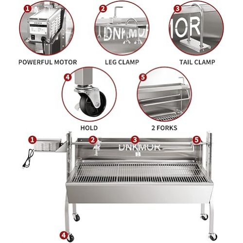 제네릭 Rotisserie Grill Stainless Steel Charcoal Spit Roaster, 62