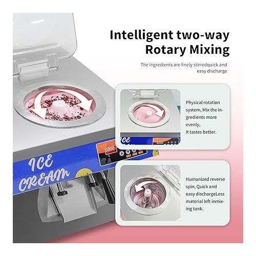 제네릭 Yovtekc 24L/H Commercial Hard Ice Cream Machine, Countertop Gelato Ice Cream Maker, Italian Ice Machine Sorbet Maker for Snack Bar Restaurant, 15 min/Batch, Low Noise, 1300W 110V