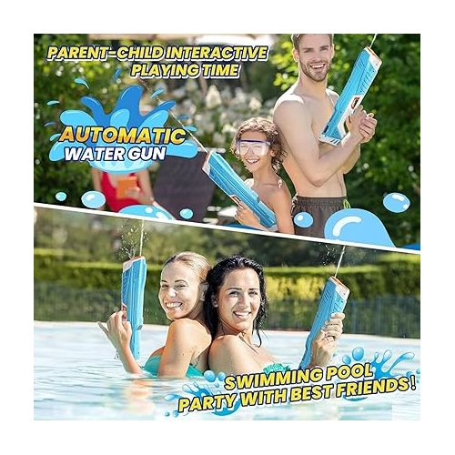 제네릭 Aqua Blaster Cannon 3.0, Aqua Blaster Water Gun, Automatic Electric Water Gun, Aqua Blaster Water Cannon, Auto Suction Guns for Adults & Kids, Squirt 39 Ft Range, Summer Beach Pool Toy (Blue)