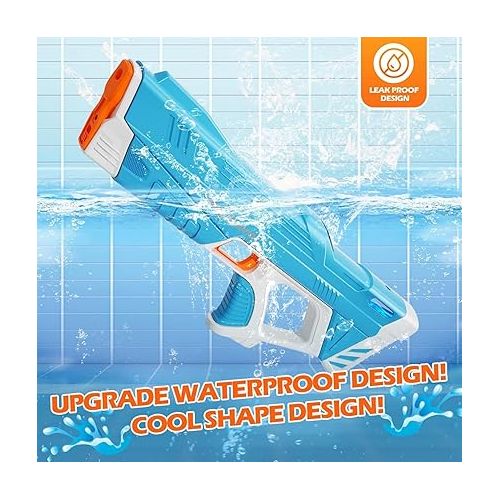 제네릭 Aqua Blaster Cannon 3.0, Aqua Blaster Water Gun, Automatic Electric Water Gun, Aqua Blaster Water Cannon, Auto Suction Guns for Adults & Kids, Squirt 39 Ft Range, Summer Beach Pool Toy (Blue)