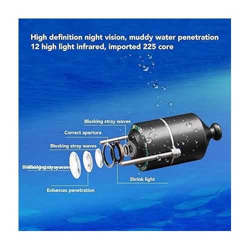 제네릭 Underwater Fishing Camera, 4.5in Color LCD Display Visual Fish Finder Camera, Ultra HD Thermosensitive Chip, Infrared Night Vision, Professional Cable, for Fishing Enthusiasts