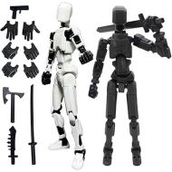 T13 Action Figure,Robot Action Figure,T13 Action Figure 3D Printed Multi-Jointed Movable,13 Action Figure Dummy,Decorations for Action Figures(White+Black)