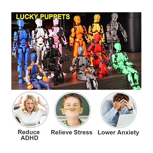 제네릭 T13 Action Figure,Robot Action Figure,T13 Action Figure 3D Printed Multi-Jointed Movable,13 Action Figure Dummy,Decorations for Action Figures(White+Black)