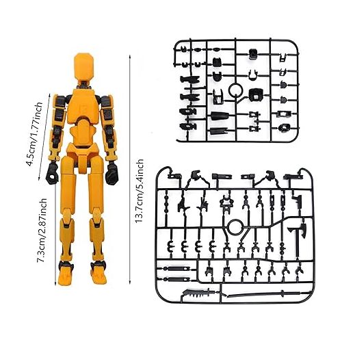 제네릭 T13 Action Figure,Robot Action Figure,T13 Action Figure 3D Printed Multi-Jointed Movable,13 Action Figure Dummy,Decorations for Action Figures(White+Black)