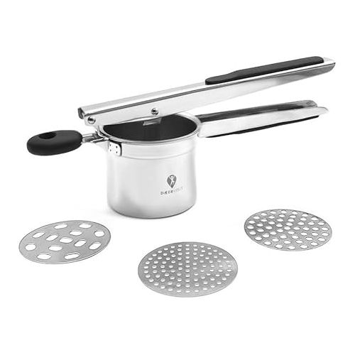 제네릭 DOERVISIT Efficient Potato Ricer - ricer for mashed potatoes with 3 Interchangeable Discs | potato ricer stainless steel, Sweet Potato ricer kitchen tool for Perfect Mashed Potatoes