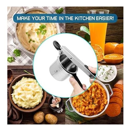 제네릭 DOERVISIT Efficient Potato Ricer - ricer for mashed potatoes with 3 Interchangeable Discs | potato ricer stainless steel, Sweet Potato ricer kitchen tool for Perfect Mashed Potatoes