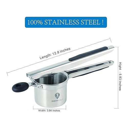 제네릭 DOERVISIT Efficient Potato Ricer - ricer for mashed potatoes with 3 Interchangeable Discs | potato ricer stainless steel, Sweet Potato ricer kitchen tool for Perfect Mashed Potatoes