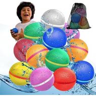 12 Pcs Reuseable Water Balloons, Soft Quick Fill Water Toys for Kids Age 3-12 Years, Refillable Magnetic Water Balls for Outdoor Play, Water Games for Kids Outside