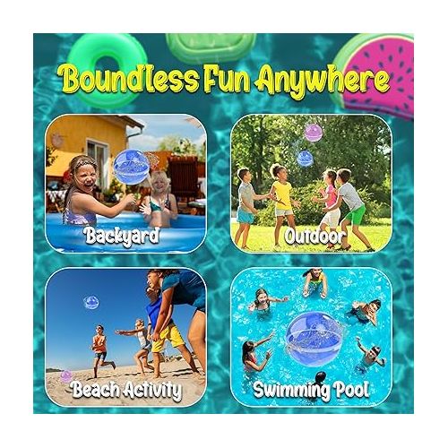 제네릭 12 Pcs Reuseable Water Balloons, Soft Quick Fill Water Toys for Kids Age 3-12 Years, Refillable Magnetic Water Balls for Outdoor Play, Water Games for Kids Outside