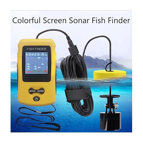 제네릭 Fishing Tools Depth Read 1M Colorful Screen Fishfinder Handheld Sounder Portable LCD Sonar Fish Finder (TL88E)