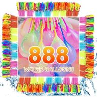 Water Balloons, 888Pcs Multicolored Quick Fill Self-Tie Water Balloon Summer Splash Fun for Kids Adults Outdoor Water Bomb Fight Swimming Pool Party