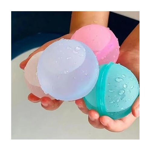 제네릭 Reusable water Balloons for Kids,15pc Silicone Quick Fill For Kids Balls Toys,Age 3+ Kids Pool Party Water Fight Games Summer Fun Toys