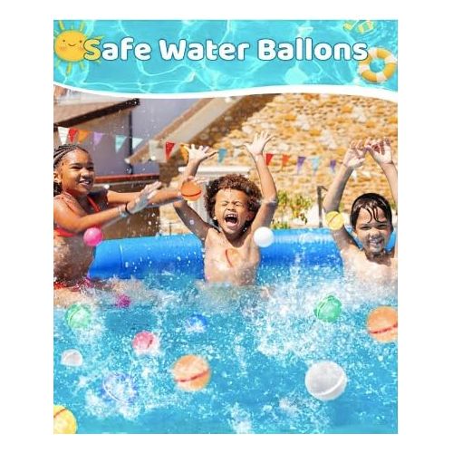 제네릭 Reusable water Balloons for Kids,15pc Silicone Quick Fill For Kids Balls Toys,Age 3+ Kids Pool Party Water Fight Games Summer Fun Toys