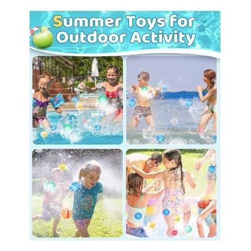 제네릭 Reusable water Balloons for Kids,15pc Silicone Quick Fill For Kids Balls Toys,Age 3+ Kids Pool Party Water Fight Games Summer Fun Toys