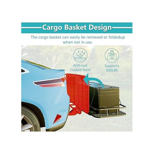 제네릭 Hitch Mount Folding Cargo Carrier Basket with Cargo Net 60