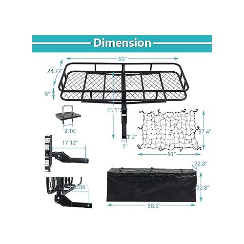 제네릭 Hitch Mount Folding Cargo Carrier Basket with Cargo Net 60