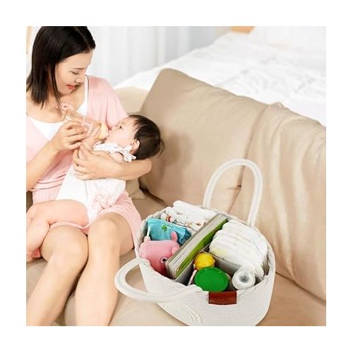 제네릭 Mom & Tikes Diaper Caddy | 3-Compartment Divider | For Diaper and Baby Necessity Storage and Organization (Rainbow)
